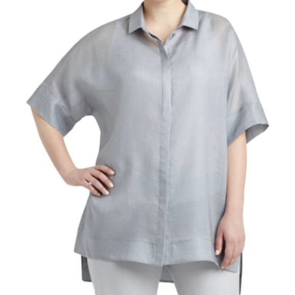 LAFAYETTE 148 New York Andra Semi Sheer Oversized Button Down Shirt- Size S - Picture 13 of 14